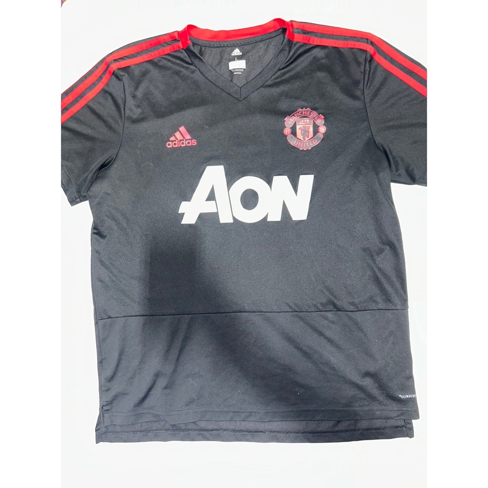 Adidas Manchester United Training Jersey Black Red Climacool Aon Mens Large